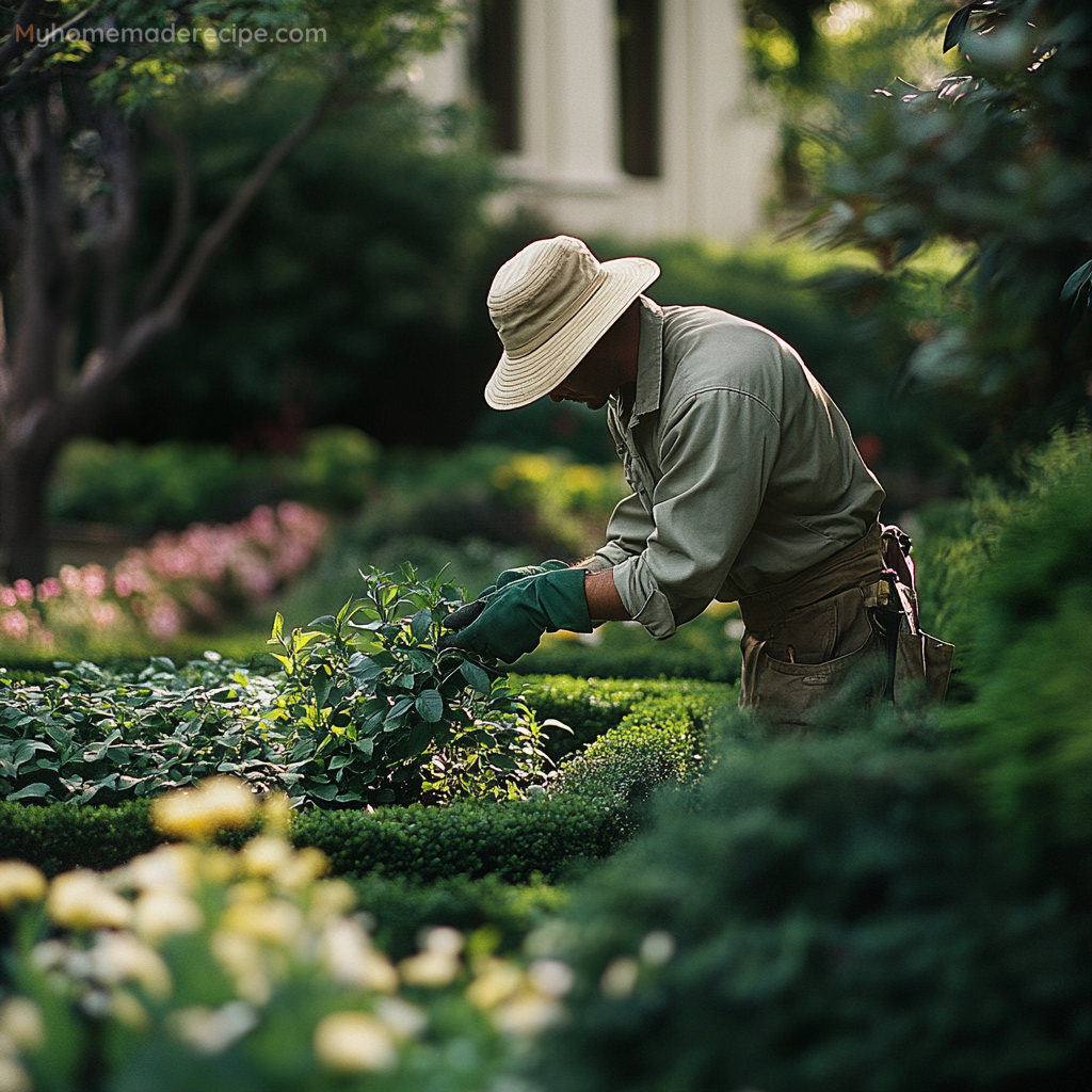 Lush garden with flowers