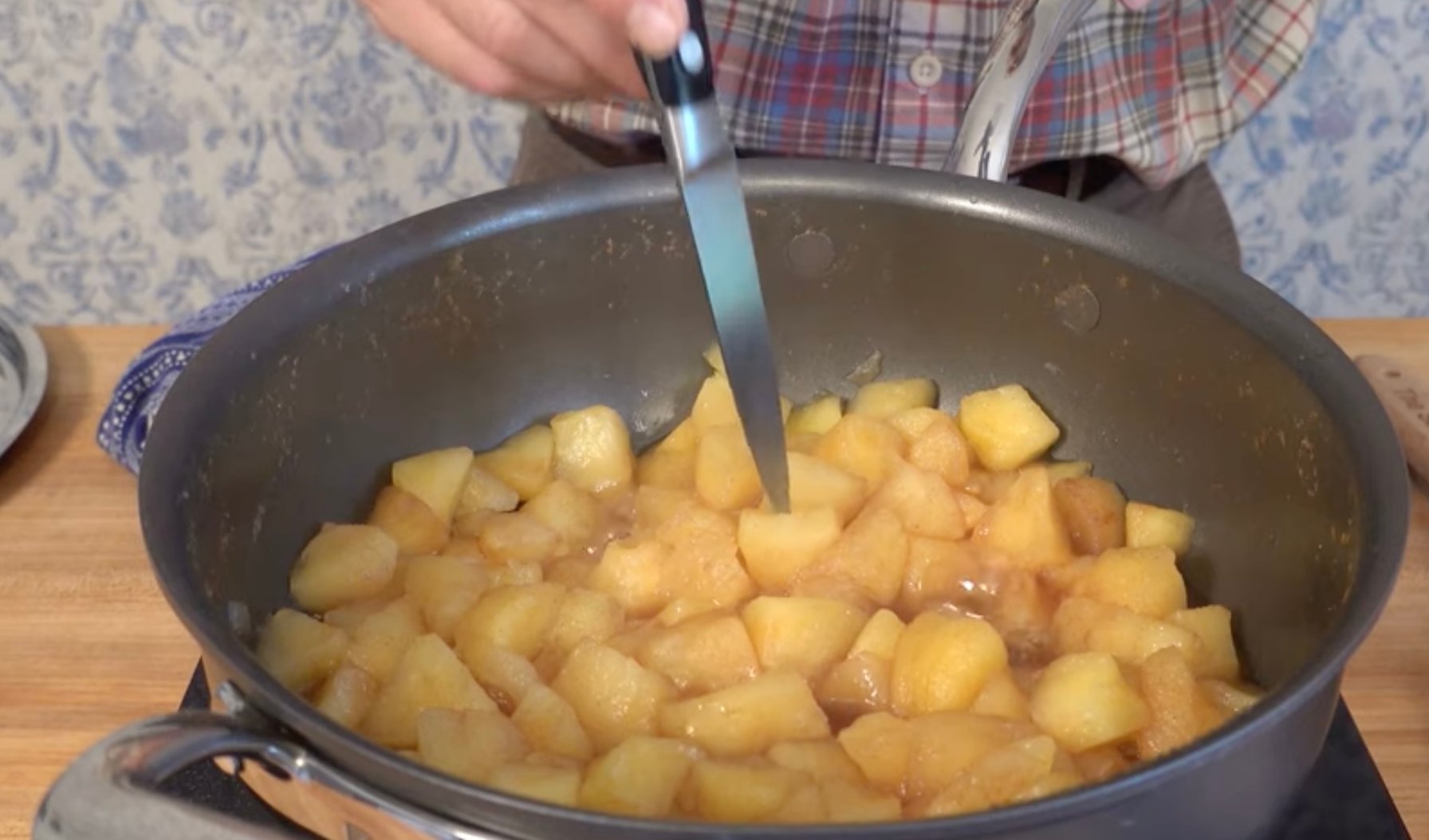 Warm kitchen scene with an  apple sauce